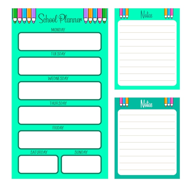 School planner with notes 