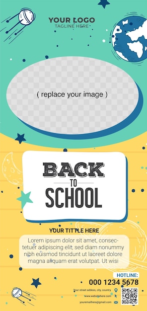 School roll up banner template flat vector design