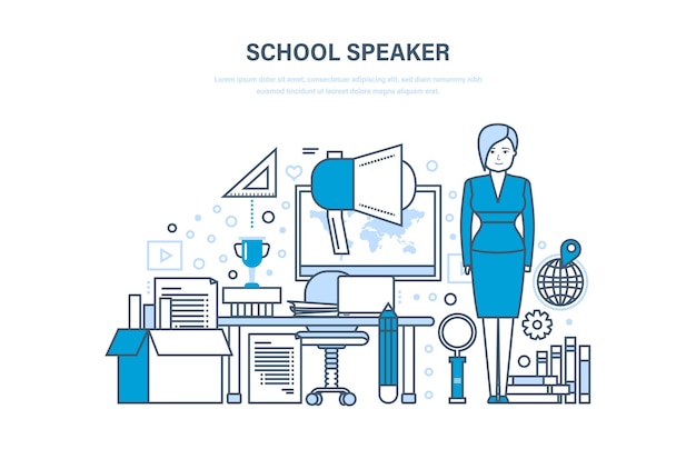 School speaker concept Training education Teaching on lesson in classroom