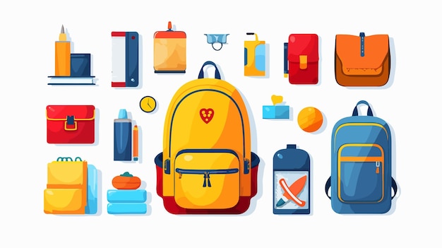 School Supplies on White Background Essential BacktoSchool Items Displayed Neatly