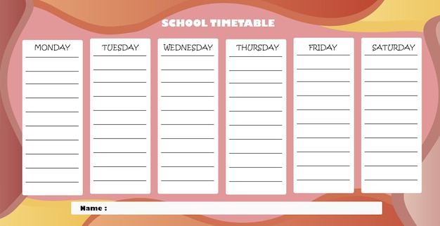 School timetable template vector