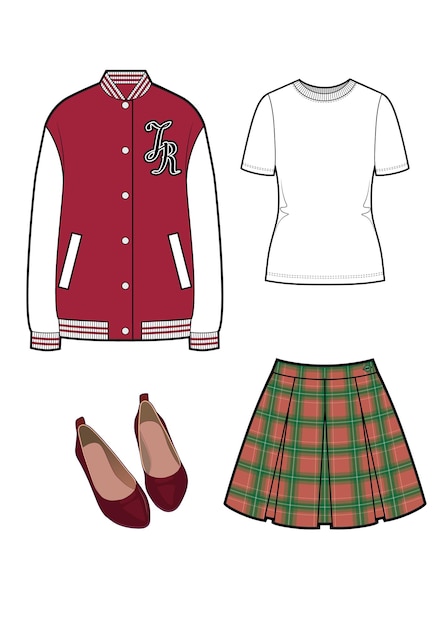 School uniform with club jacket vector