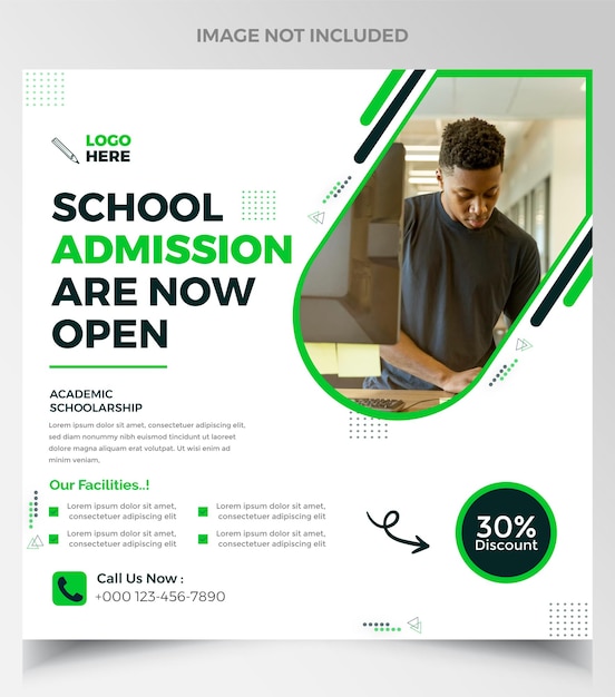 school university Admission post banner template design for social media instagram facebook