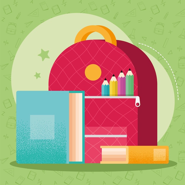 Schoolbag with colors and books