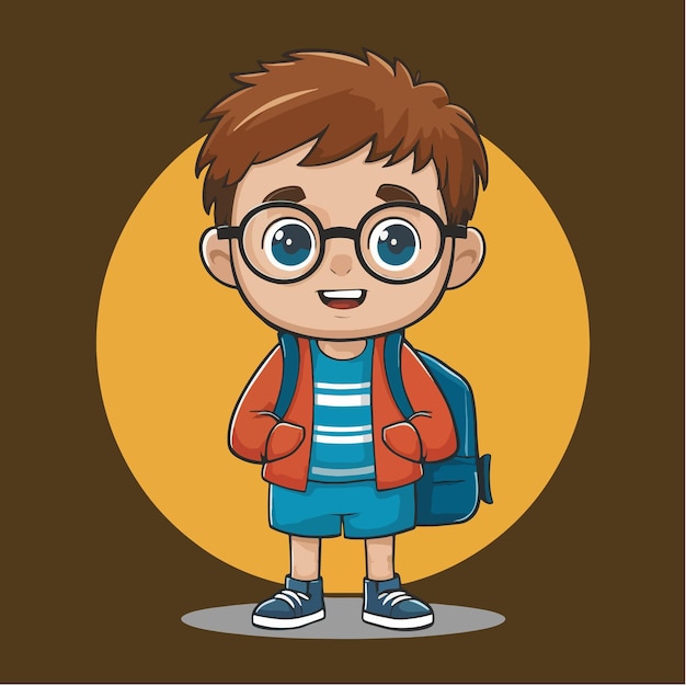 schoolboy kids illustration for book student