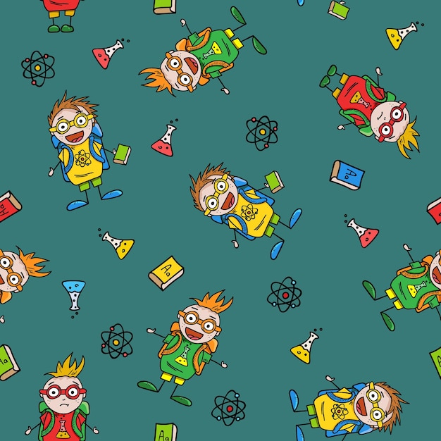 Schoolboys seamless pattern