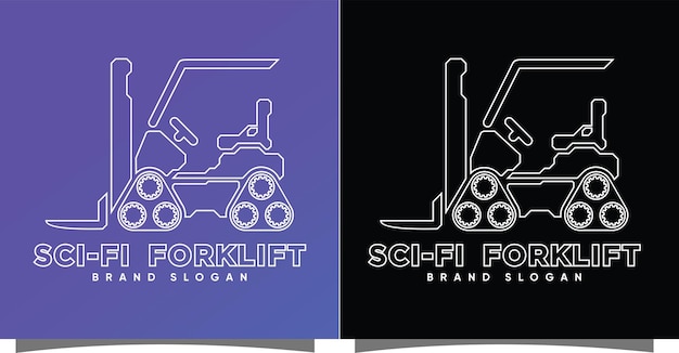 Sci fi Forklift logo with creative modern syle Premium Vector