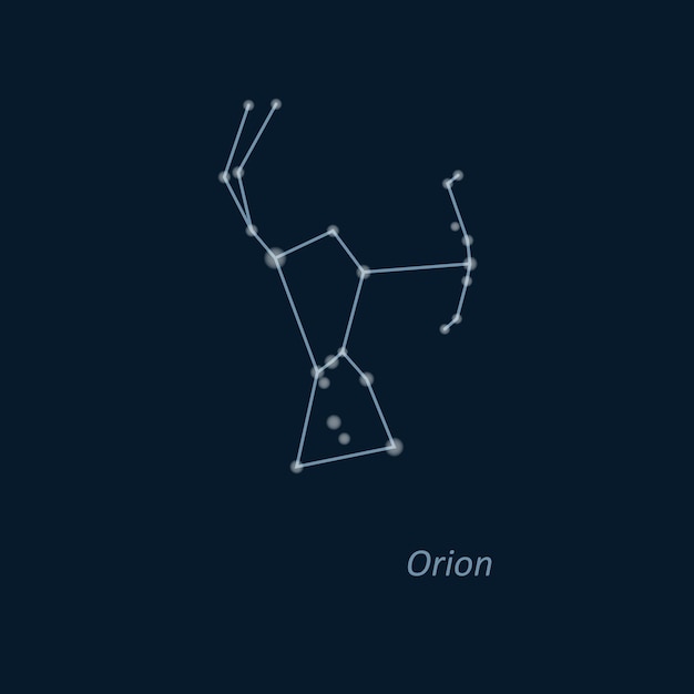 Science astronomy star chart on deep blue background Orion constellation Vector illustration