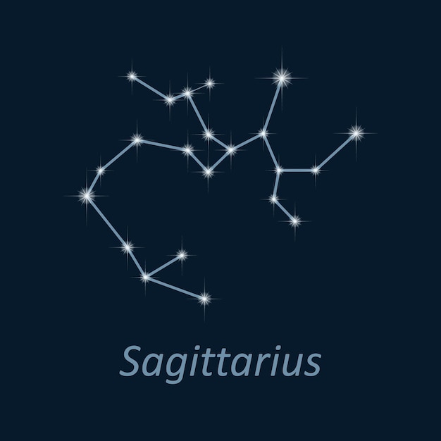 Science astronomy stars on blue background Vector night sky zodiac Sagittarius constellation