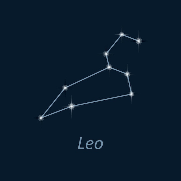 Science astronomy stars on deep blue background Vector night sky and zodiac Leo constellation