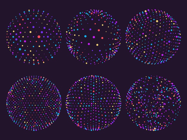 Science colorful atom spheres of dots orbs or particles orbit. 