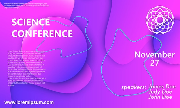 Science conference invitation design template flyer layout Fluid background Minimal abstract cover design Creative colorful gradient poster