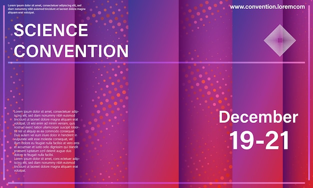 Vector science convention or conference red and purple slide design template