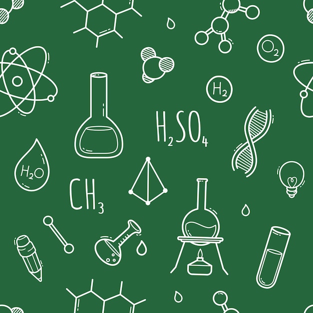 Science doodle seamless pattern wallpaper background