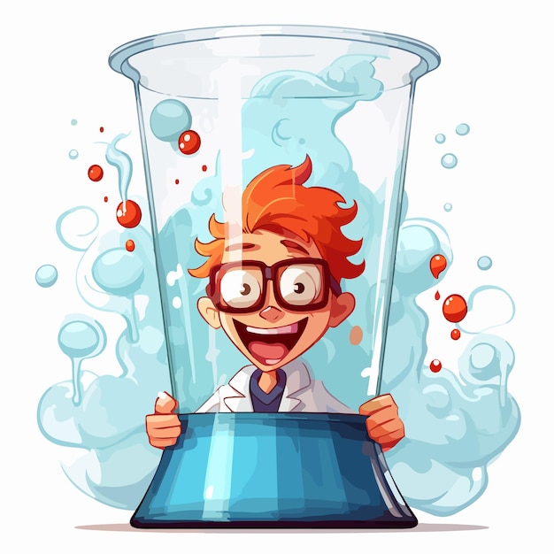 Vector science experiment with beaker illustration for professionals