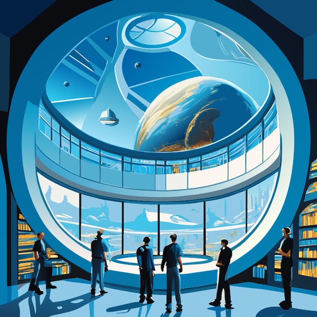 Vector science fiction museum vector illustration