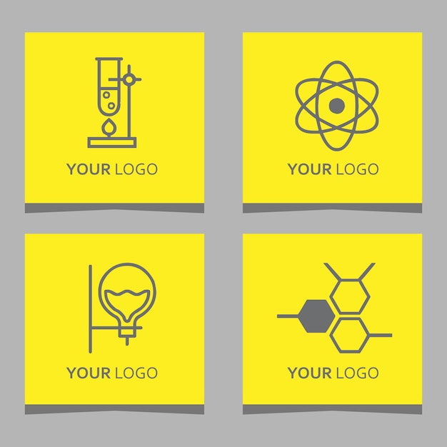 science icon logo, laboratory chemistry vector design illustration drawn on paper