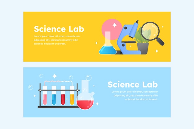 Science lab banners in flat design