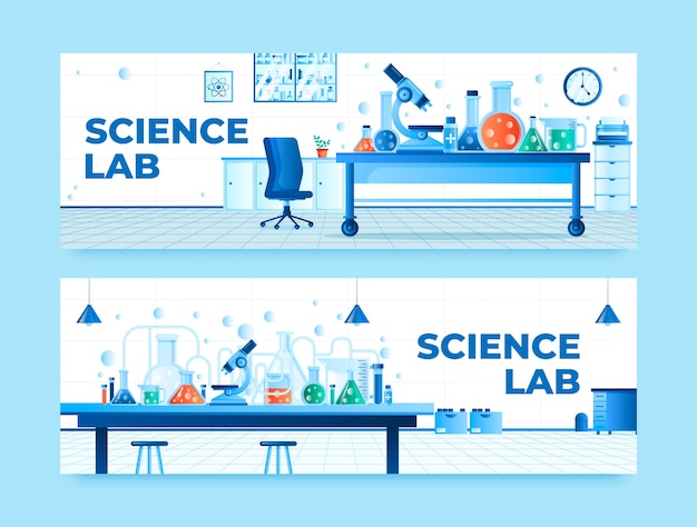 Science lab banners in gradient design