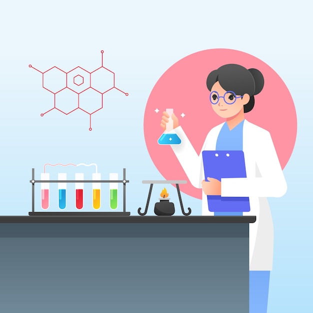 Science lab composition in flat design