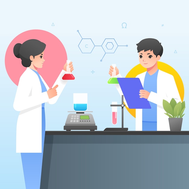 Science lab composition in flat design