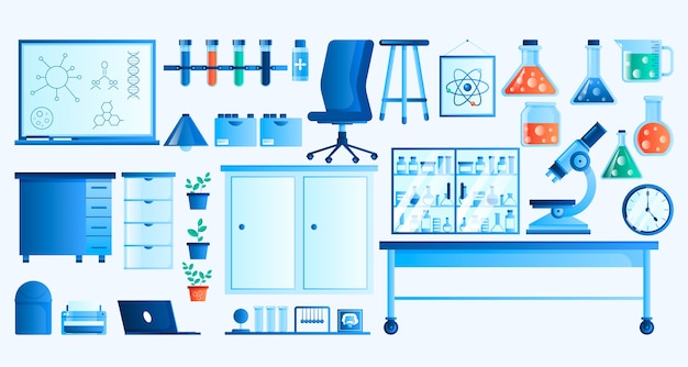 Science lab icons in gradient design