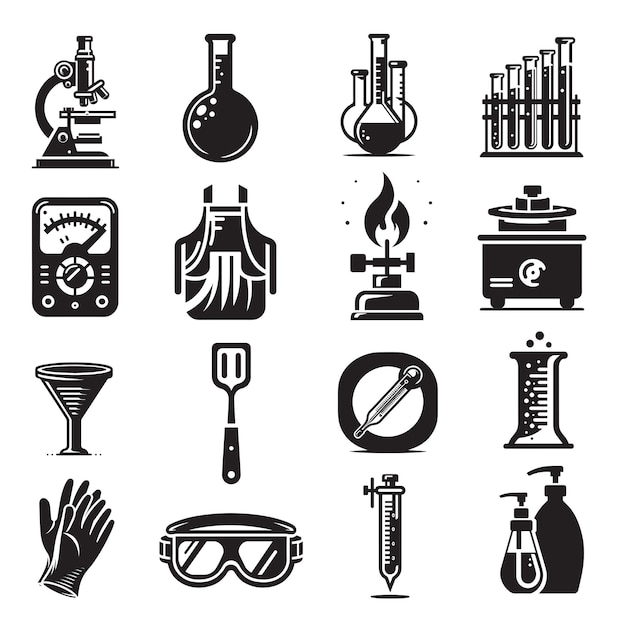 Science laboratory equipment Set Free Vector