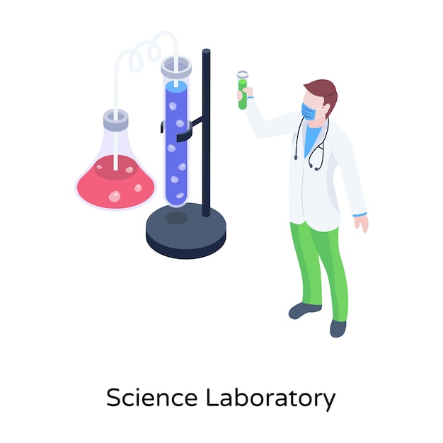 Science laboratory in isometric illustration