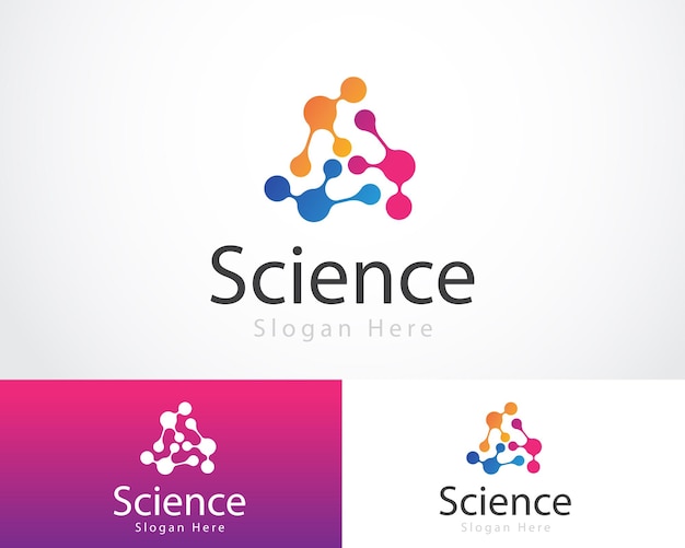 Science logo creative molecule lab design connect network innovation