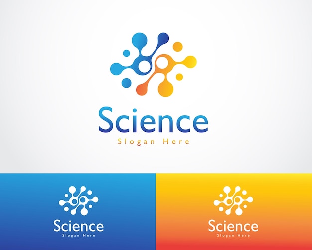 Science logo creative molecule lab design connect network innovation