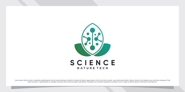 Science molecule logo design for bio technology with leaf and shape concept Premium Vector