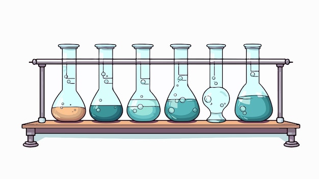 Scientific Experiment Tube Drawing Style Vector Illustration