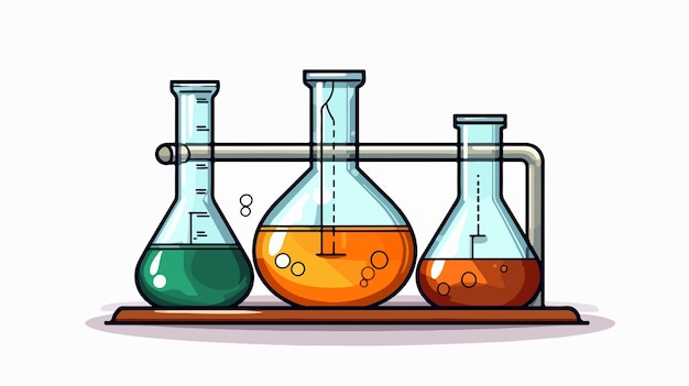 Scientific Experiment Tube Drawing Style Vector Illustration