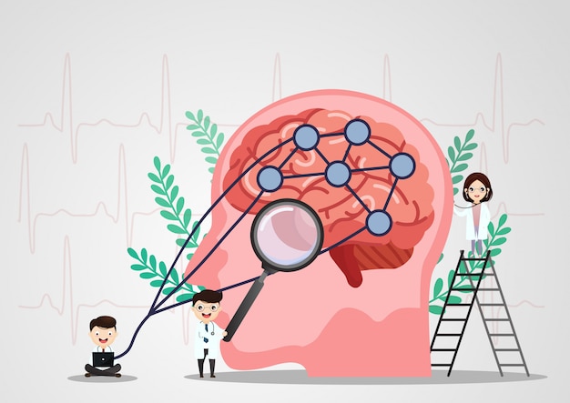 Scientific medical illustration of human brain stroke illustration