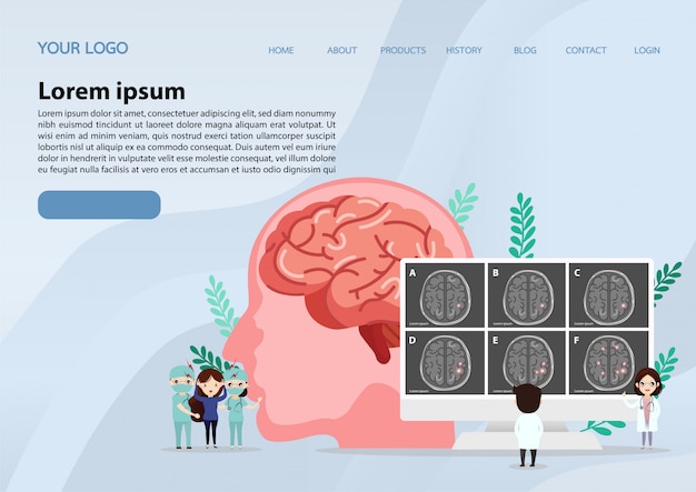 Scientific medical illustration of human brain stroke illustration