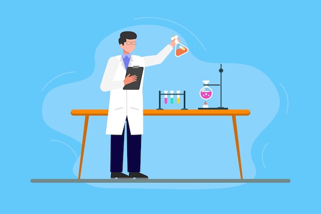 Vector scientist concept colored flat vector illustration isolated