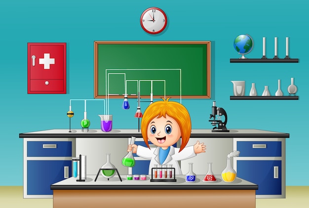 Scientist girl in laboratory research