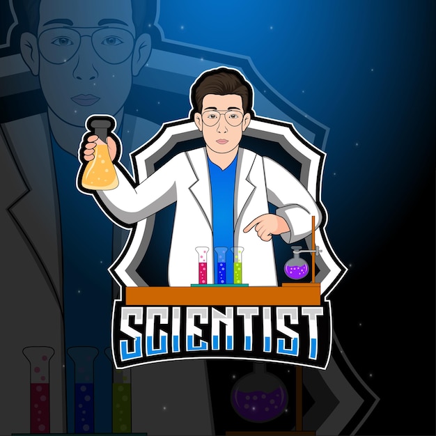 Scientist mascot logo design vector with modern illustration concept style for badge emblem and t s