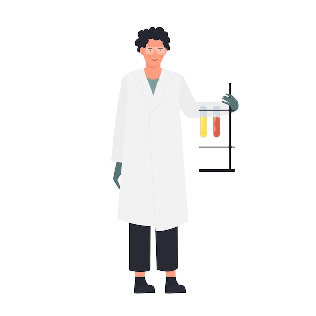 Vector scientist with laboratory equipment