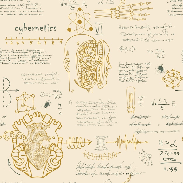 Scientistinventor with formulas and sketches