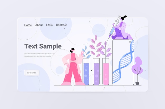 scientists working with DNA of plants in test tubes researchers making experiment in lab genetically modified plants concept