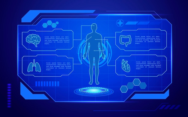 Vector scifi healthcare banner hologram futuristic interface medical futuristic banner