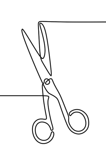 Scissor tool oneline continuous single line art