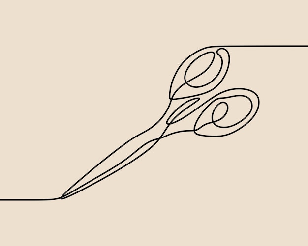 Scissor tool oneline continuous single line art