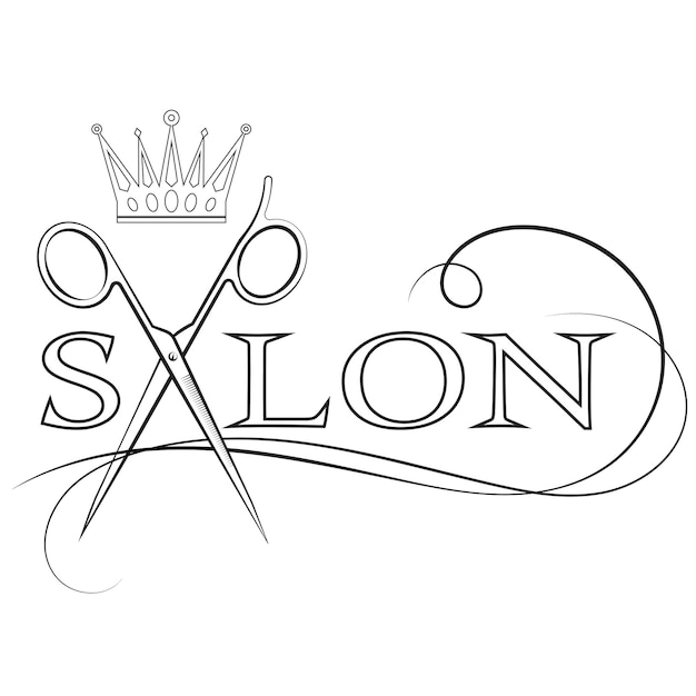 Scissors crown beauty salon silhouette