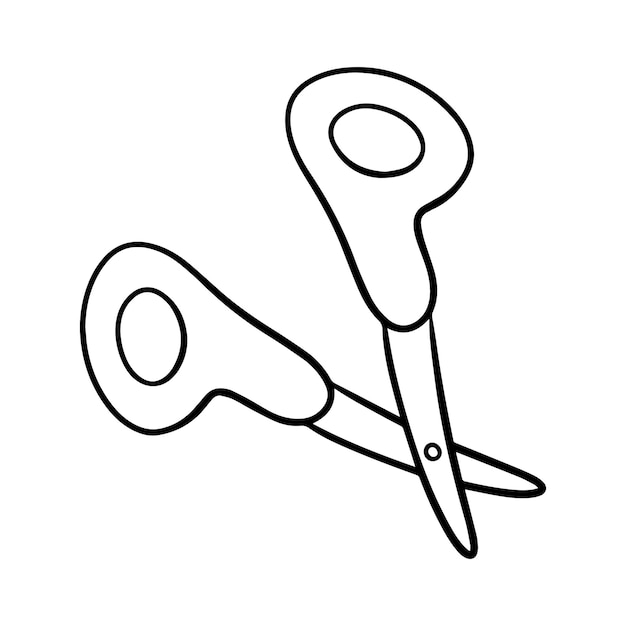 Scissors for cutting paper and fabric doodle linear cartoon coloring