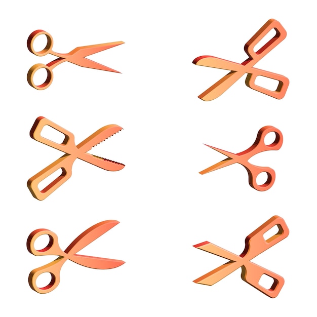 Scissors icon set 3d