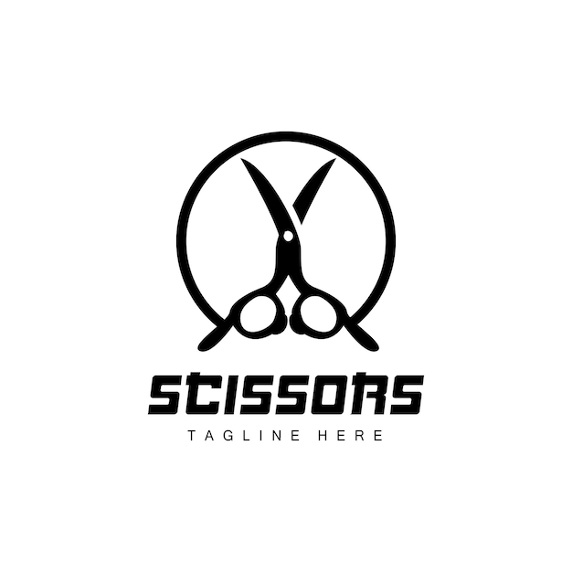 Scissors Logo Cutting Tools Vector Barbershop Razor Scissors Simple Design Illustration Template Icon