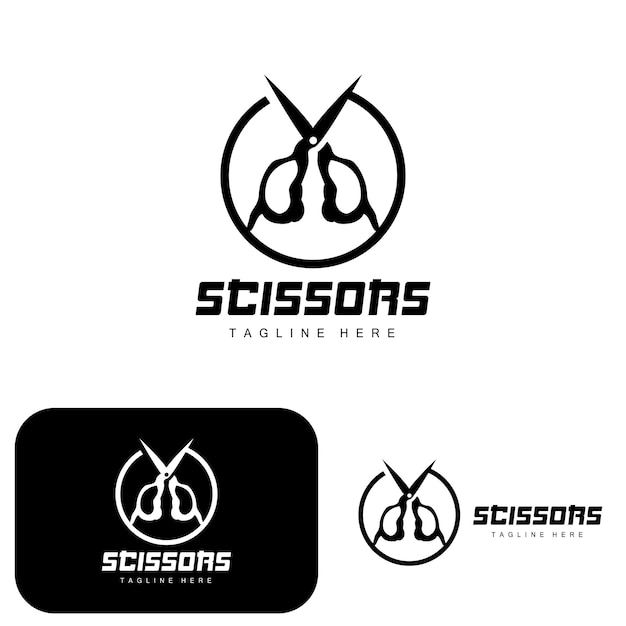 Scissors Logo Cutting Tools Vector Barbershop Razor Scissors Simple Design Illustration Template Icon