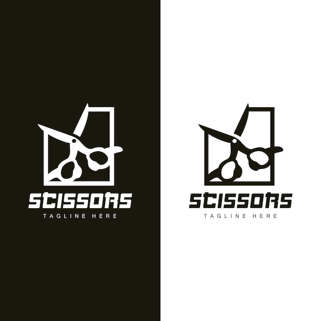 Scissors Logo Cutting Tools Vector Barbershop Razor Scissors Simple Design Illustration Template Icon